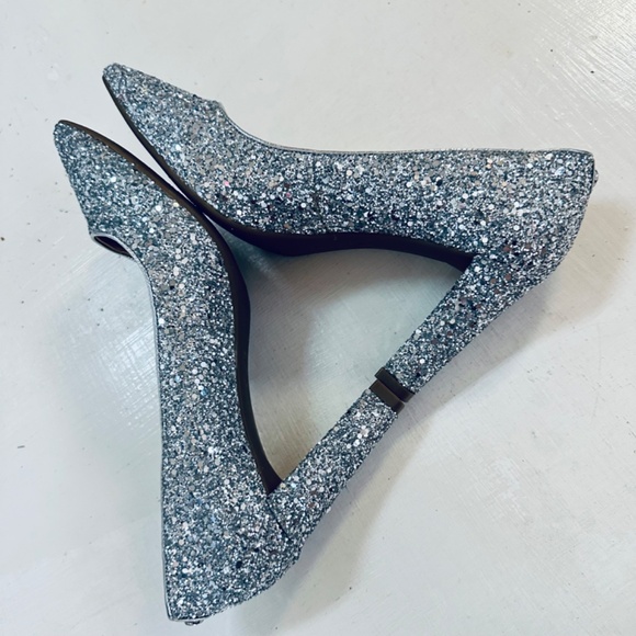 Michael Kors Glitter Silver Heels Size 8M New - Picture 11 of 12